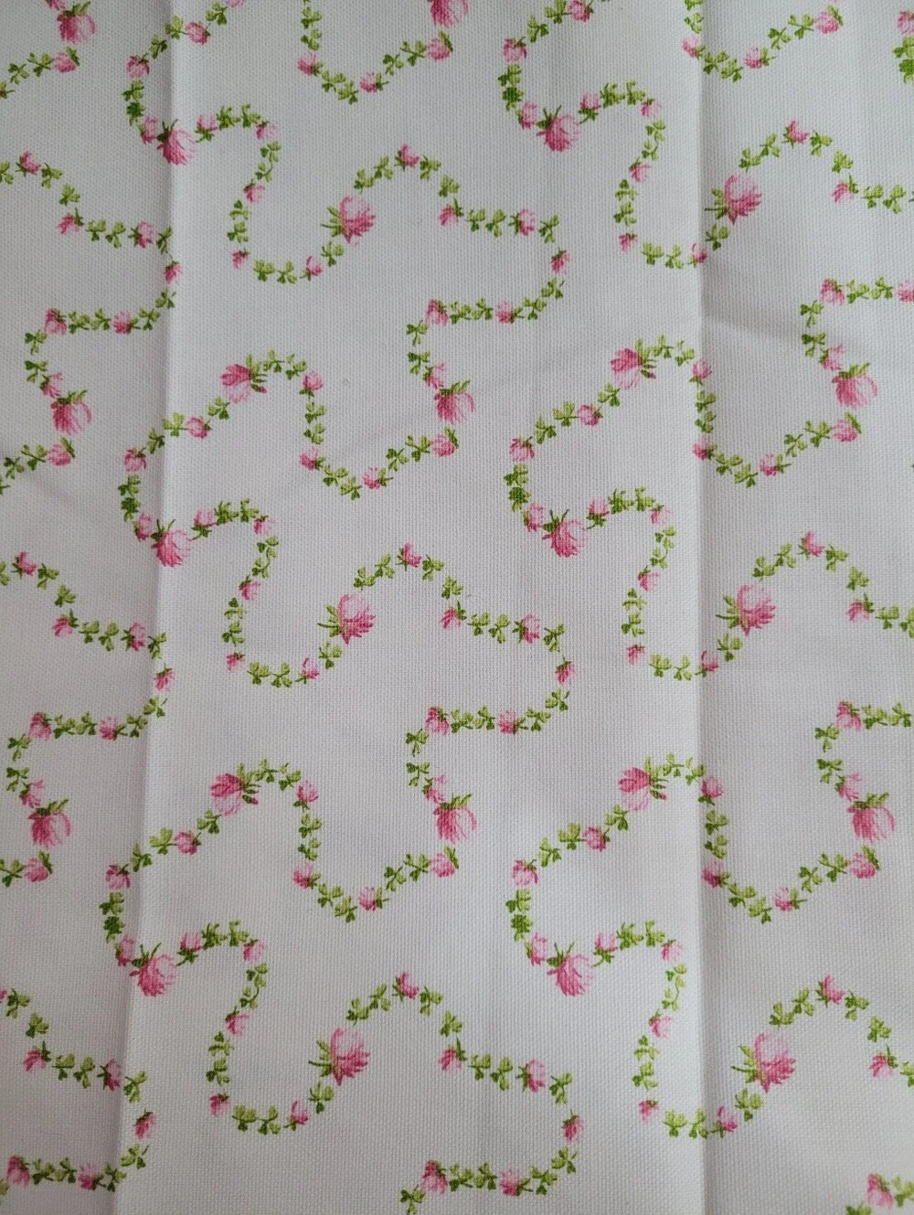 John Wolf Decorative Fabrics Pink Floral Vine Cream Sewing Fabric (1502)